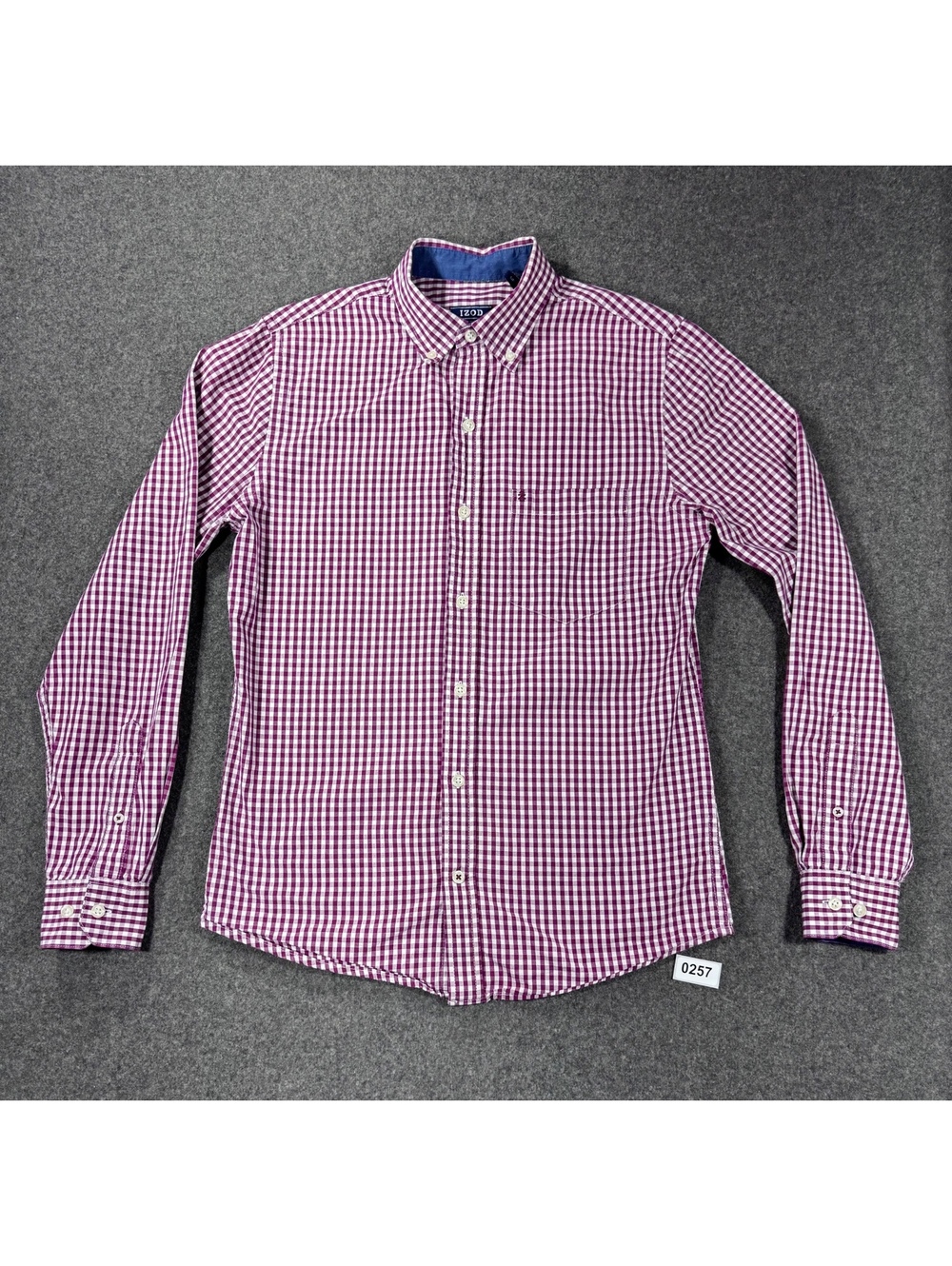 IZOD Men's Slim Fit Button-Down Collar Long Sleeve Checkered Shirt Size S/P